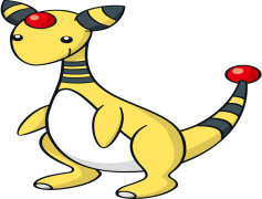 Ampharos Pokemon, Yellow Fur, Thunderbolt Ability, Evolved Form, Johto Region PNG