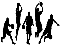 Basketball Team Silhouette, Teamwork, Action, Sport, Players PNG