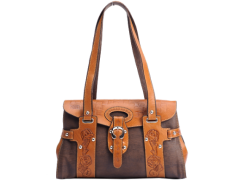 Brown Leather Handbag, Chic Tote, Elegant Handbag, Classic Style, Stylish Purse PNG