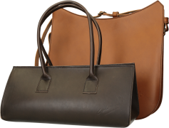 Brown Leather Handbag, Elegant Look, Chic Storage, Stylish Accessory, Fashion Statement PNG
