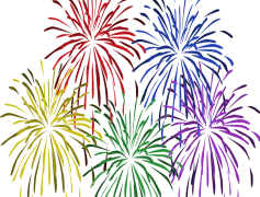Clipart Colorful Vector Fireworks, Display, Explosions, Festivity, Sparkle PNG