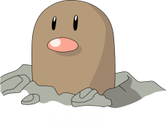 Diglett Pokemon, Mole Creature, Underground Dweller, Three Heads, Ground Type PNG