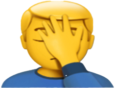 Facepalm Emoji, Disbelief Gesture, Humor Expression, Embarrassment Icon, Social Media Emoji PNG