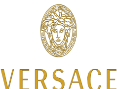 Gold Versace Logo, Glamorous Aesthetic, Iconic Emblem, Luxury Fashion, High-End Apparel PNG
