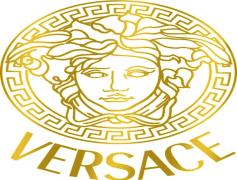 Gold Versace Logo, Opulent Symbol, Elegant Motif, Glamorous Identity, High-End Style PNG