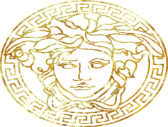 Gold Versace Logo, Opulent Symbol, Luxury Fashion, Designer Brand, Iconic Emblem PNG
