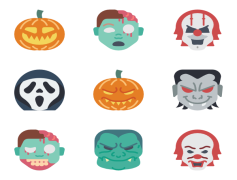Halloween App Icons, Frightening Features, Ghostly Icons, Haunted Elements, Creepy Characters PNG