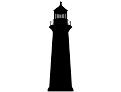 Lighthouse Silhouette, Nautical Artwork, Maritime Symbol, Beacon Light, Coastal Scene PNG