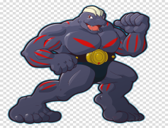 Machoke Pokemon, Powerful Moves, Trainer Battle, Unleashed Potential, Muscular Build PNG