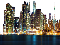 New York Skyline Landscape, Night Lights, Vibrant Atmosphere, Iconic Landmarks, Skyscraper View PNG