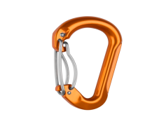Orange Carabiner, Hiking Essential, Outdoor Gear, Durable Hardware, Climbing Accessory PNG