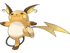 Raichu Pokemon, Electric Type, Thunderbolt Move, Generation One, Evolved Form PNG