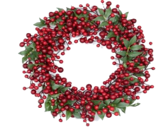 Red Christmas Wreath, Winter Celebration, Seasonal Decoration, Cheerful Accessory, Traditional Adornment PNG