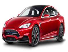 Red Tesla Car, Eco-Friendly Transport, Electric Vehicle, Sleek Aesthetics, Luxury Automotive PNG