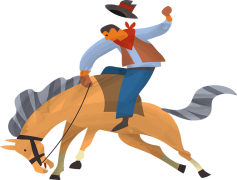 Rodeo, Cowboy, Roping, Bull, Bucking PNG