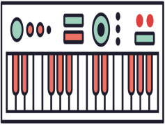 Vector Music Keyboard, MIDI Controller, Piano Keys, Sound Production, Music Composition PNG