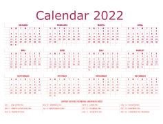 Year 2022 Calendar, Events, Important Dates, Weekly View, Yearly Overview PNG