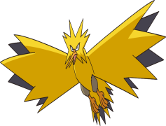 Zapdos Pokemon, Legendary Bird, Generation One, Thunderbolt Attack, Flying Pokémon PNG